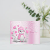Aquarel Eend Roze Bloemige Postkaart (Staand voorkant)