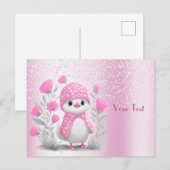 Aquarel Eend Roze Bloemige Postkaart (Voorkant / Achterkant)