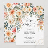 Aquarel Elegant Bloemstuk Verlovingsfeest Save The Date (Voorkant / Achterkant)