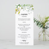 Aquarel Elegant Groene Huwelijksmenu Menu (Staand voorkant)