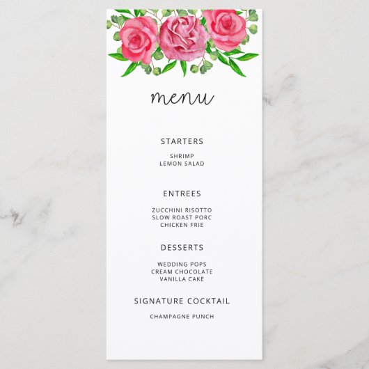 Aquarel elegante bloem minimalist menu (Voorkant)