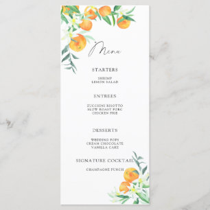 Aquarel elegante sinaasappels citrus minimalistisc menu