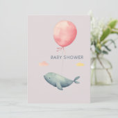Aquarel Elegante Uitnodiging voor Baby Shower Meis (Staand voorkant)