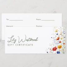 Aquarel Elegante Wilde Bloem Cadeaubon