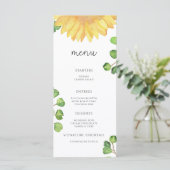 Aquarel elegante zonnebloem minimalistisch menu (Staand voorkant)