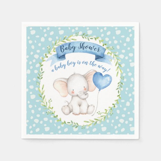 Aquarel Elephant Blue Baby shower servet (Voorkant)