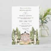 Aquarel Engelse Huis Budget QR Code Trouwen Kaart (Staand voorkant)