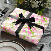 Aquarel Engelse Rozen Roze Witte Strepen Cadeaupapier