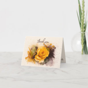 Aquarel Enkele Gele Roos Bedankkaart