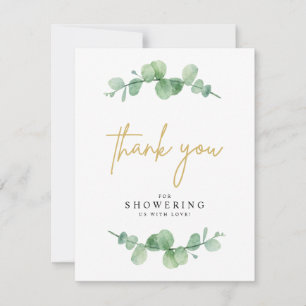 Aquarel Eucalyptus Baby Shower Bedankkaart