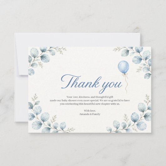 Aquarel Eucalyptus Baby Shower Bedankkaart (Voorkant)