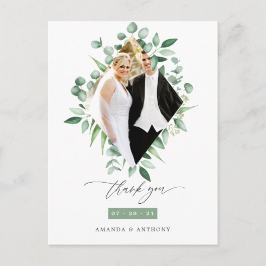 Aquarel Eucalyptus Bosgroen Bedankt Briefkaart (Voorkant)