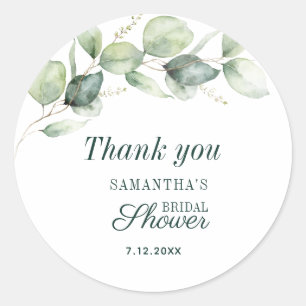 Aquarel Eucalyptus Bruiloft Dank Je Ronde Sticker