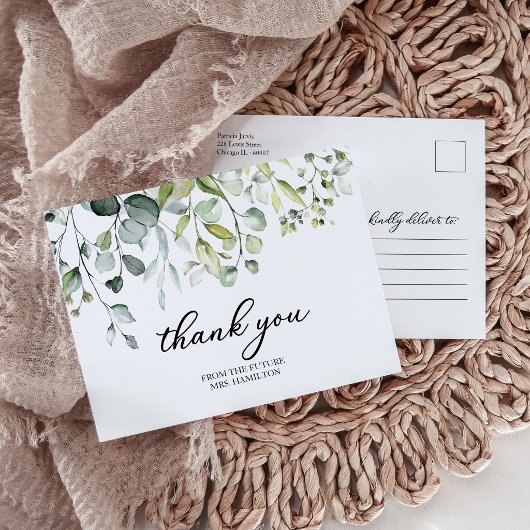 Aquarel Eucalyptus Bruiloftsdankjeshouder Briefkaart