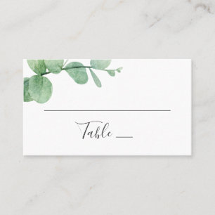 Aquarel eucalyptus. Elegant groenbruiloft Plaatskaartje