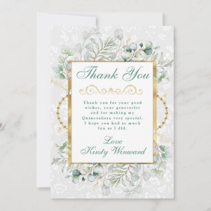 Aquarel Eucalyptus en Groene Quinceanera Bedankkaart
