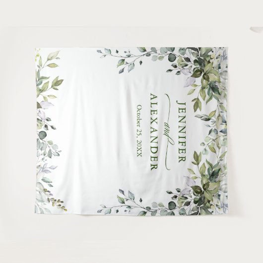 Aquarel Eucalyptus Fotohouding Trouwachtergrond Wandkleed (Voorkant (horizontaal))