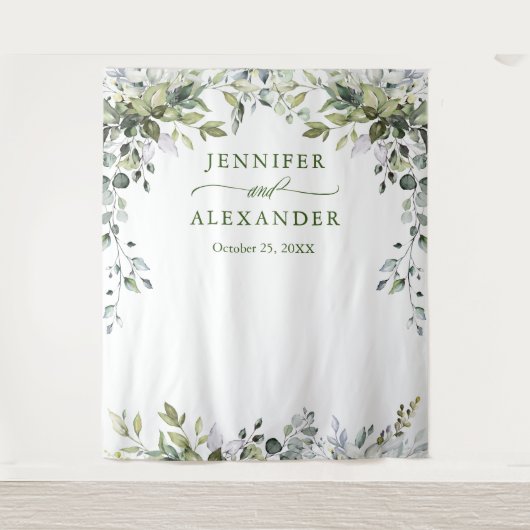 Aquarel Eucalyptus Fotohouding Trouwachtergrond Wandkleed (Voorkant)