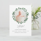 Aquarel Eucalyptus Geboorteaankondigingskaart Aankondiging (Staand voorkant)