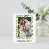 Aquarel Eucalyptus Gouden Trouwliefde Dankjewel Briefkaart (Staand voorkant)