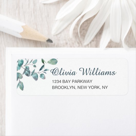 Aquarel Eucalyptus Groen Elegante Chic Label (Insitu)