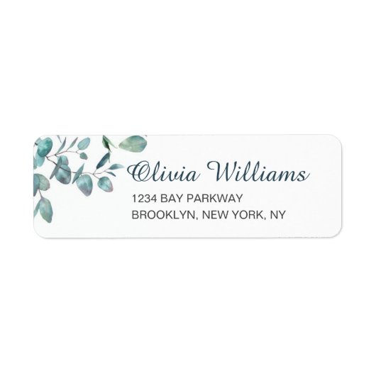 Aquarel Eucalyptus Groen Elegante Chic Label (Voorkant)