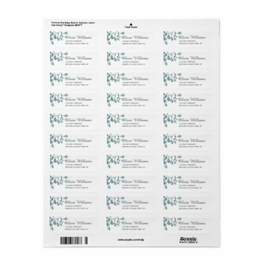 Aquarel Eucalyptus Groen Elegante Chic Label (Full Sheet)