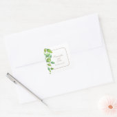 Aquarel eucalyptus groen gebladerte vierkante sticker (Envelop)