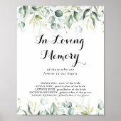 Aquarel Eucalyptus Groene Begroeiing In Loving Mem Poster (Voorkant)