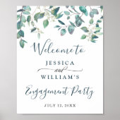 Aquarel Eucalyptus Groene Verlovingsfeest Poster (Voorkant)