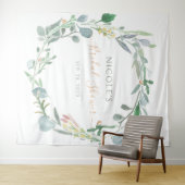 Aquarel Eucalyptus Krans Bruidsdiner Wandkleed (In Situ (horizontaal))