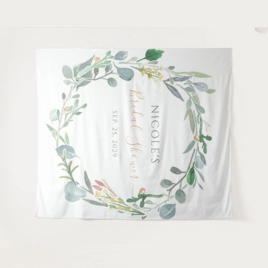 Aquarel Eucalyptus Krans Bruidsdiner Wandkleed (Voorkant (horizontaal))