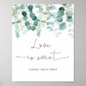 Aquarel eucalyptus Liefde is zoet Poster (Voorkant)