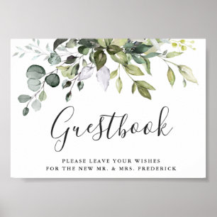 Aquarel Eucalyptus Trouw Gastboek Bord Poster