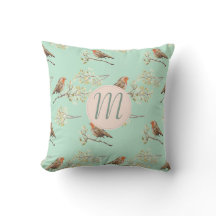  aquarel Europese Robins met Monogram