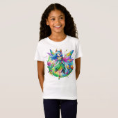 Aquarel Fantasy Fairy met Regenboog Vleugels T-shirt (Voorkant volledig)