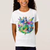 Aquarel Fantasy Fairy met Regenboog Vleugels T-shirt (Voorkant)