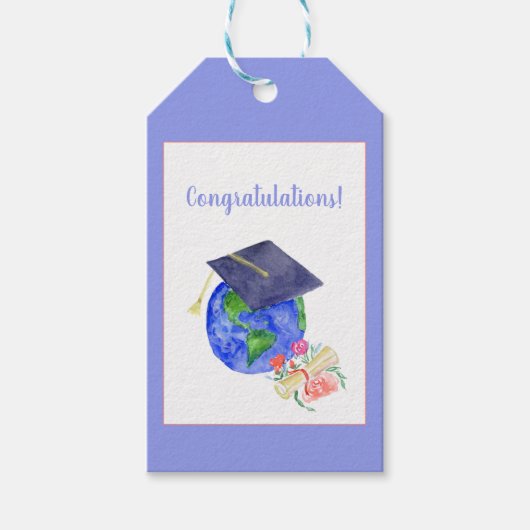 Aquarel felicitaties afstudeerders cadeaulabel (Voorkant)