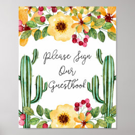 Aquarel Fiesta Gelieve Ons Gastboek Te Ondertekene Poster