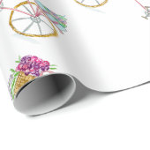 Aquarel Fiets Bezorgt Cake & Bloemen Cadeaupapier (Rol Hoek)