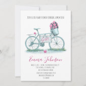 Aquarel Fiets met Rozen Baby Girl Shower Kaart (Voorkant)