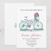 Aquarel Fiets met Rozen Baby Girl Shower Kaart (Voorkant / Achterkant)
