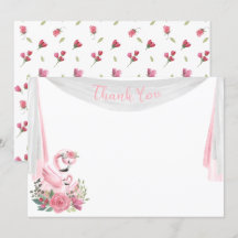 Aquarel Flamingo Baby Shower Bedankkaart