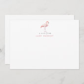 Aquarel Flamingo gepersonaliseerd briefpapier Notitiekaartje (Voorkant / Achterkant)
