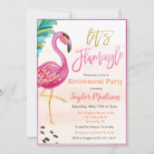 Aquarel Flamingo Uitnodiging voor Pensioenfeest (Voorkant)