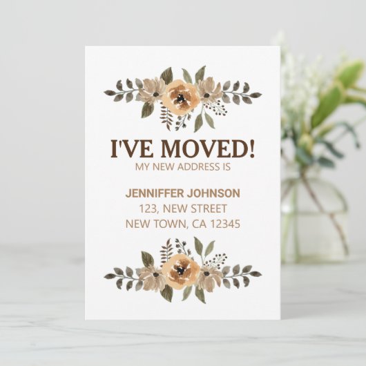 Aquarel Flora Ik Ben Verhuisd Kaart (Staand voorkant)