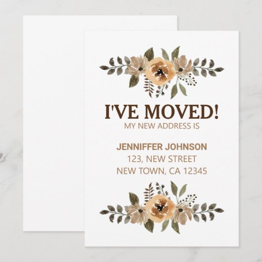 Aquarel Flora Ik Ben Verhuisd Kaart (Voorkant / Achterkant)