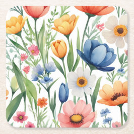 Aquarel Floral Bliss Bord Kartonnen Onderzetters