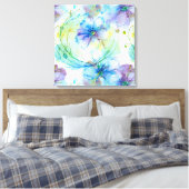 Aquarel florale werveling canvas afdruk (Insitu (Slaapkamer))