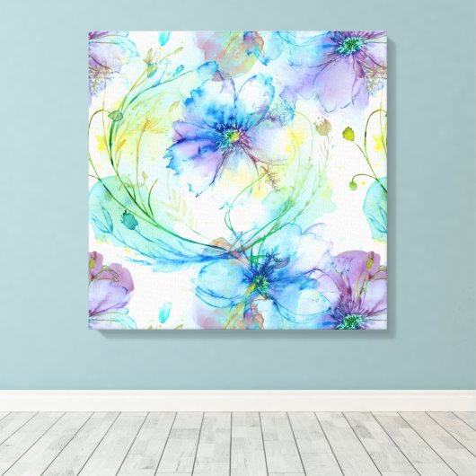 Aquarel florale werveling canvas afdruk (Insitu (Houten vloer))